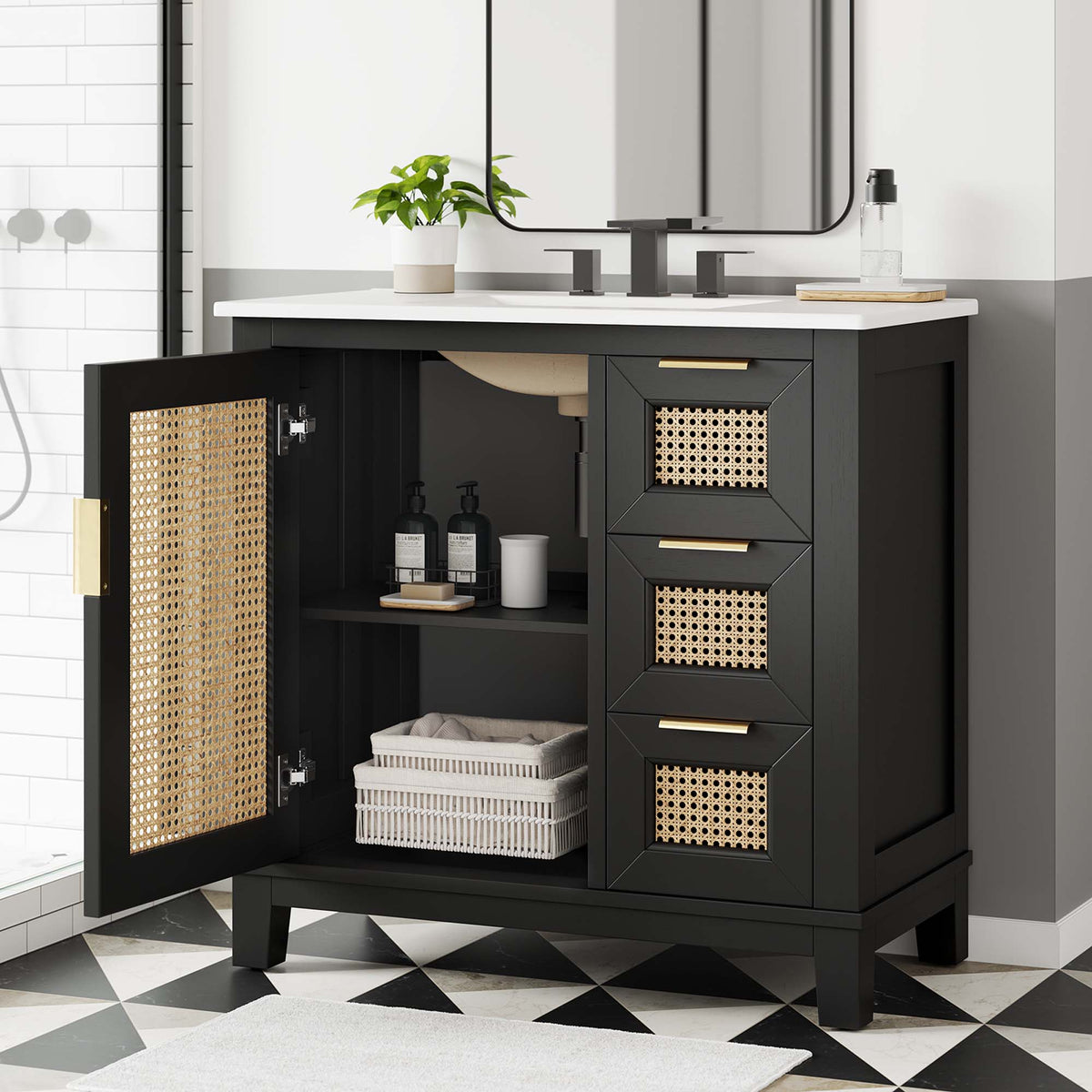 Dixie Solid Wood Bathroom Vanity Cabinet by Modway