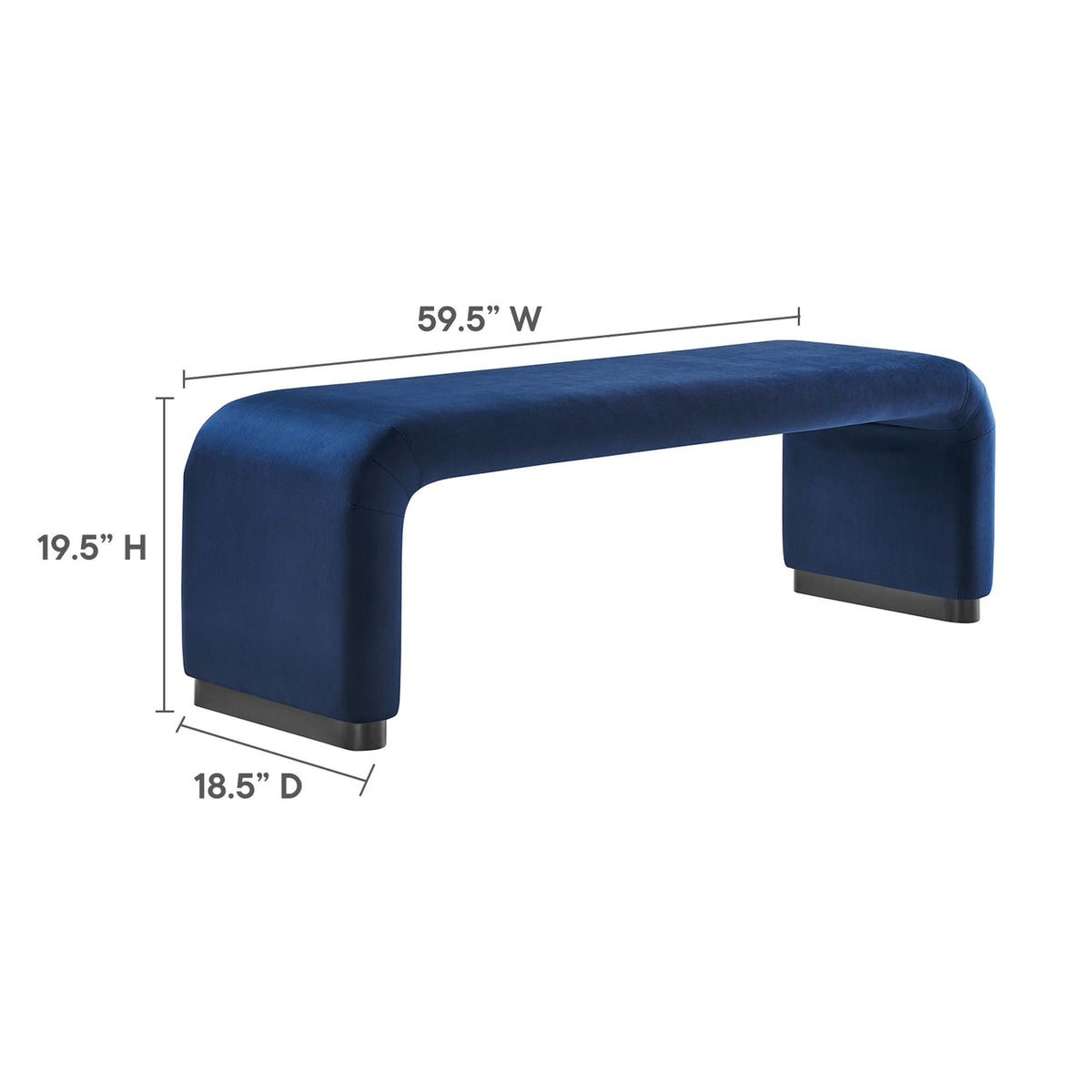 Koda Performance Velvet Waterfall Long Bench by Modway