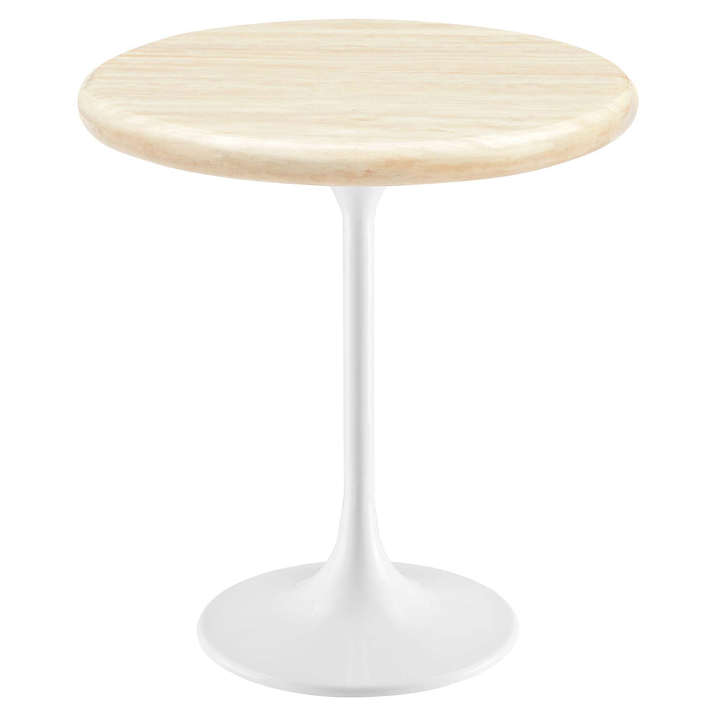 Lippa 20" Round Faux Travertine Side Table by Modway