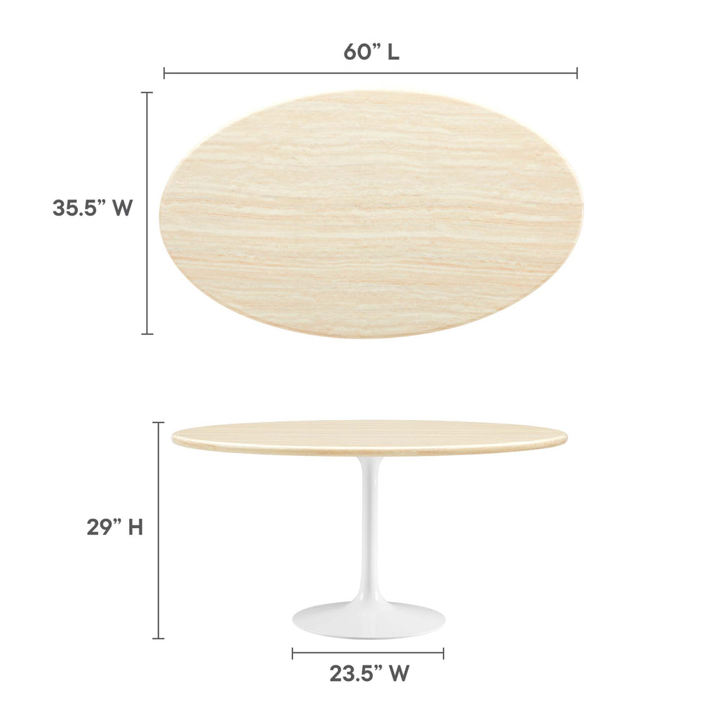 Lippa 60" Oval Faux Travertine Dining Table by Modway