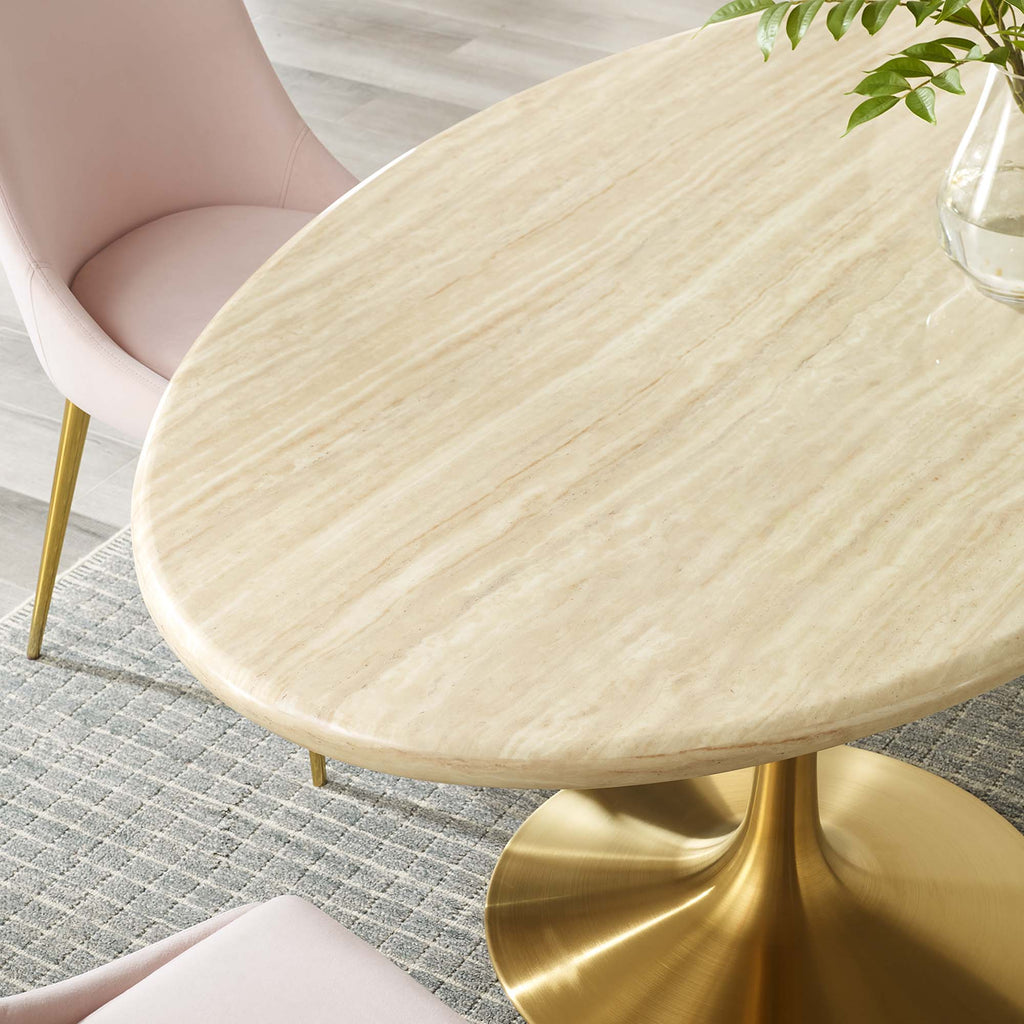 Lippa 60" Oval Faux Travertine Dining Table by Modway
