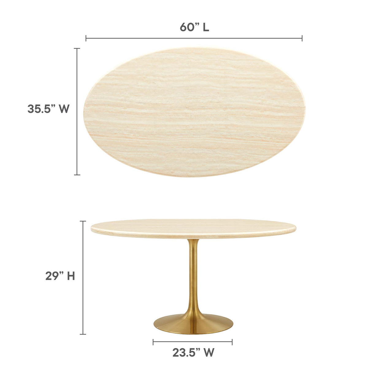 Lippa 60" Oval Faux Travertine Dining Table by Modway
