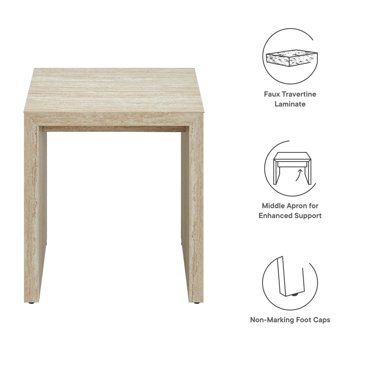 Mirella Faux Travertine Side Table by Modway