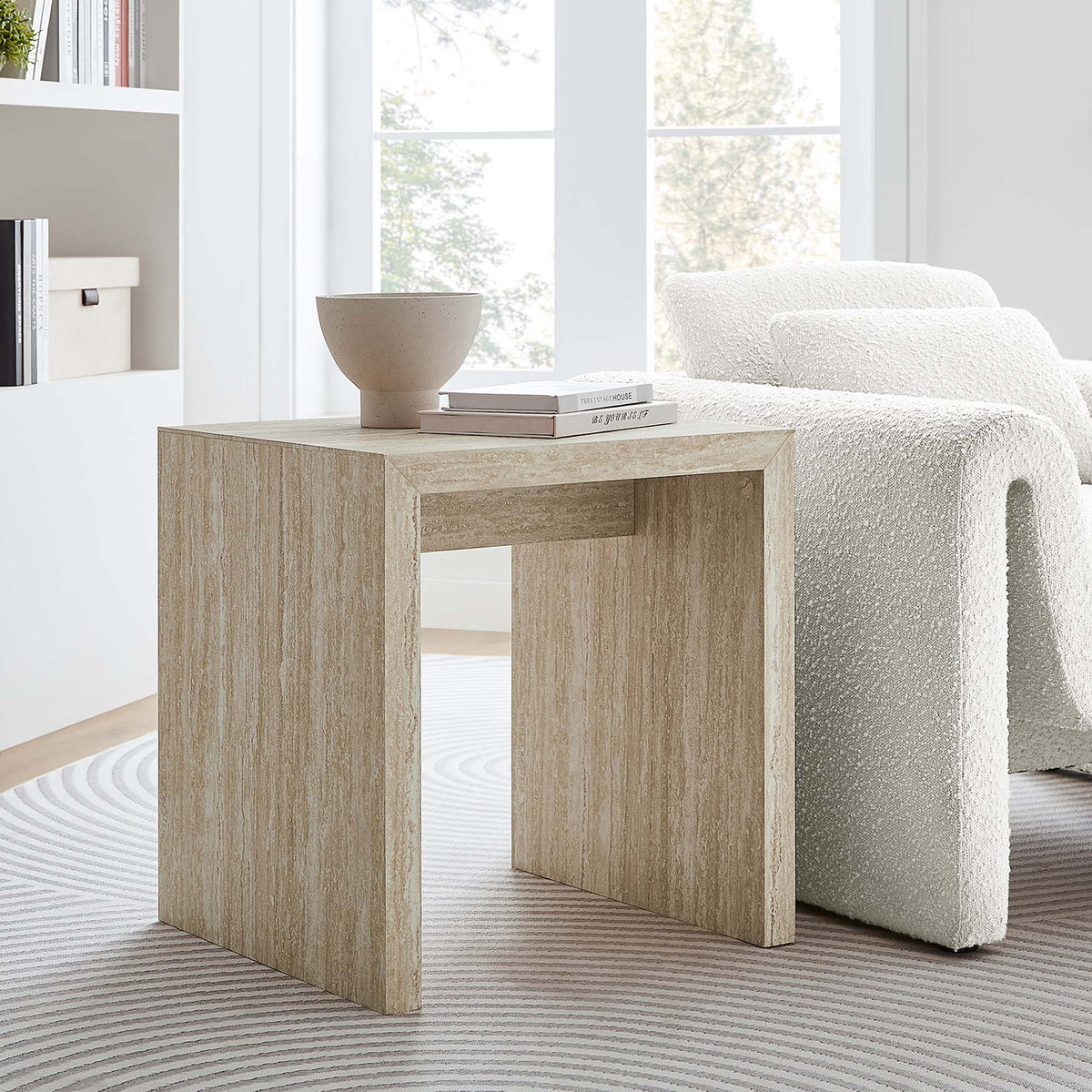 Mirella Faux Travertine Side Table by Modway