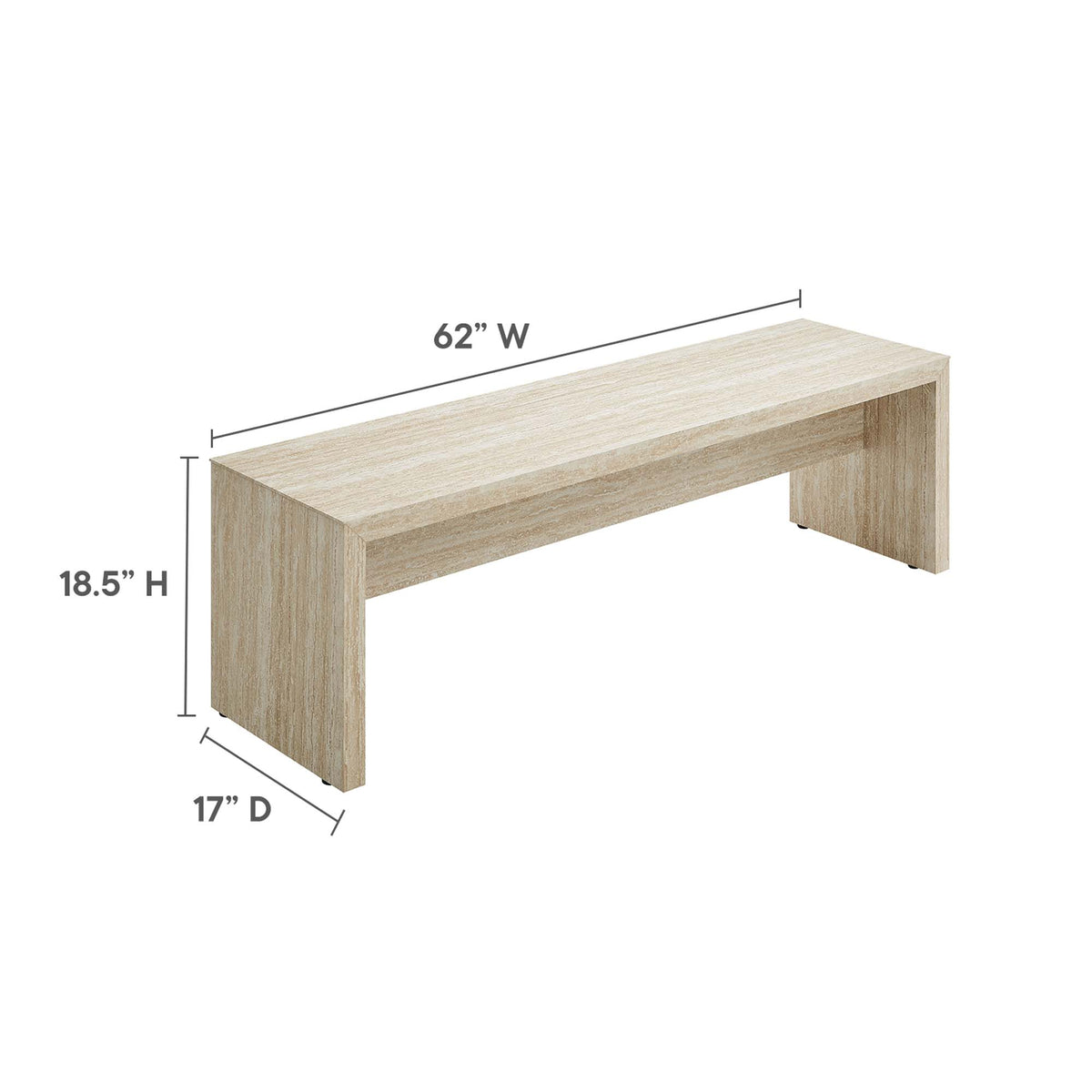 Mirella 62" Faux Travertine Long Bench by Modway