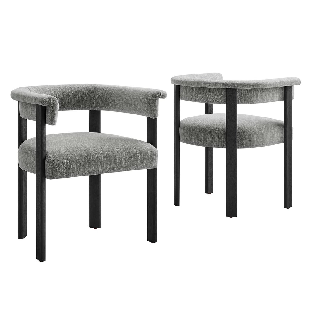 Imogen Fabric Upholstered Barrel Dining Chairs Set of 2 by Modway