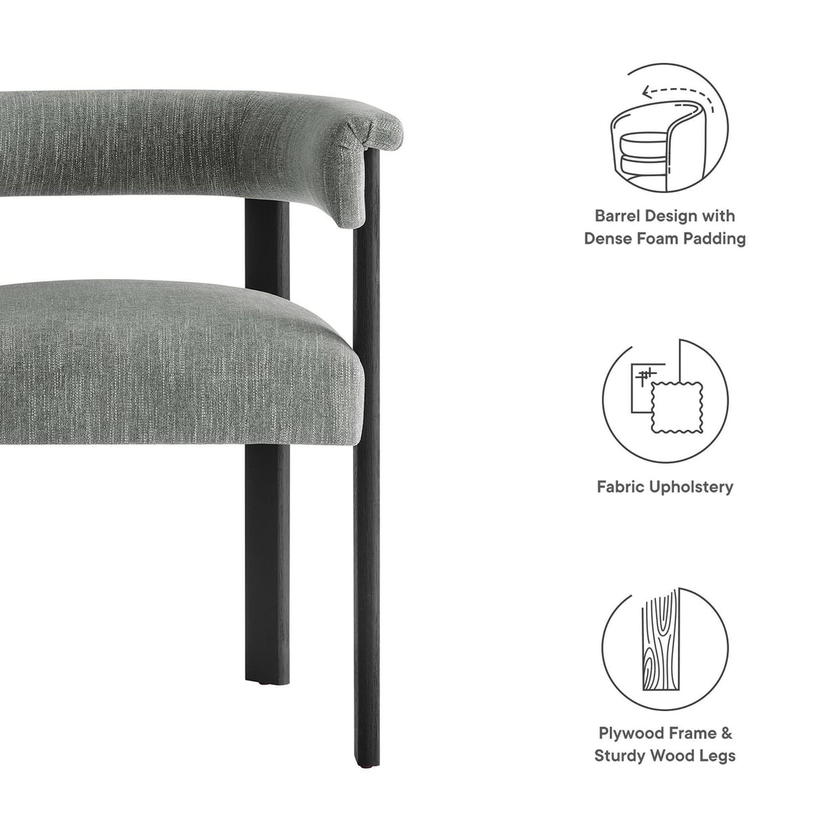 Imogen Fabric Upholstered Barrel Dining Chairs Set of 2 by Modway