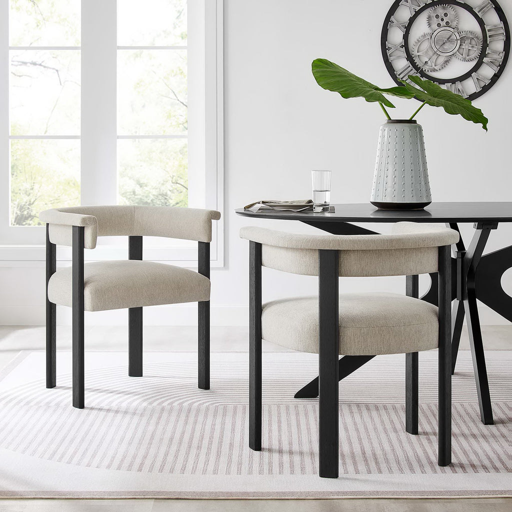 Imogen Fabric Upholstered Barrel Dining Chairs Set of 2 by Modway