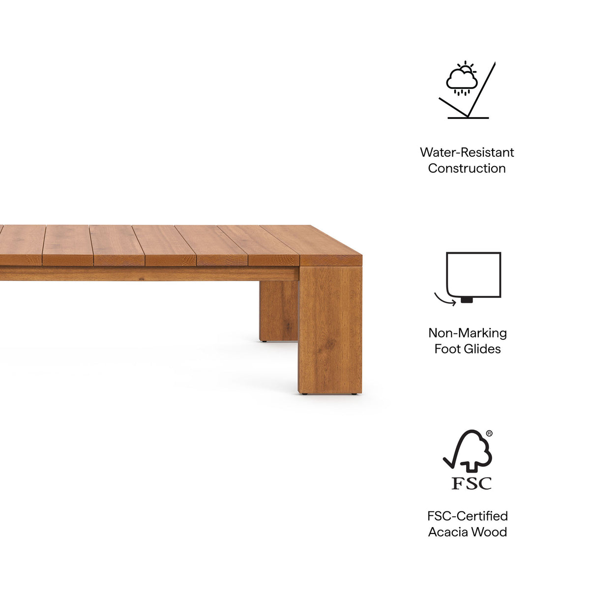Tahoe Outdoor Patio Acacia Wood Coffee Table by Modway