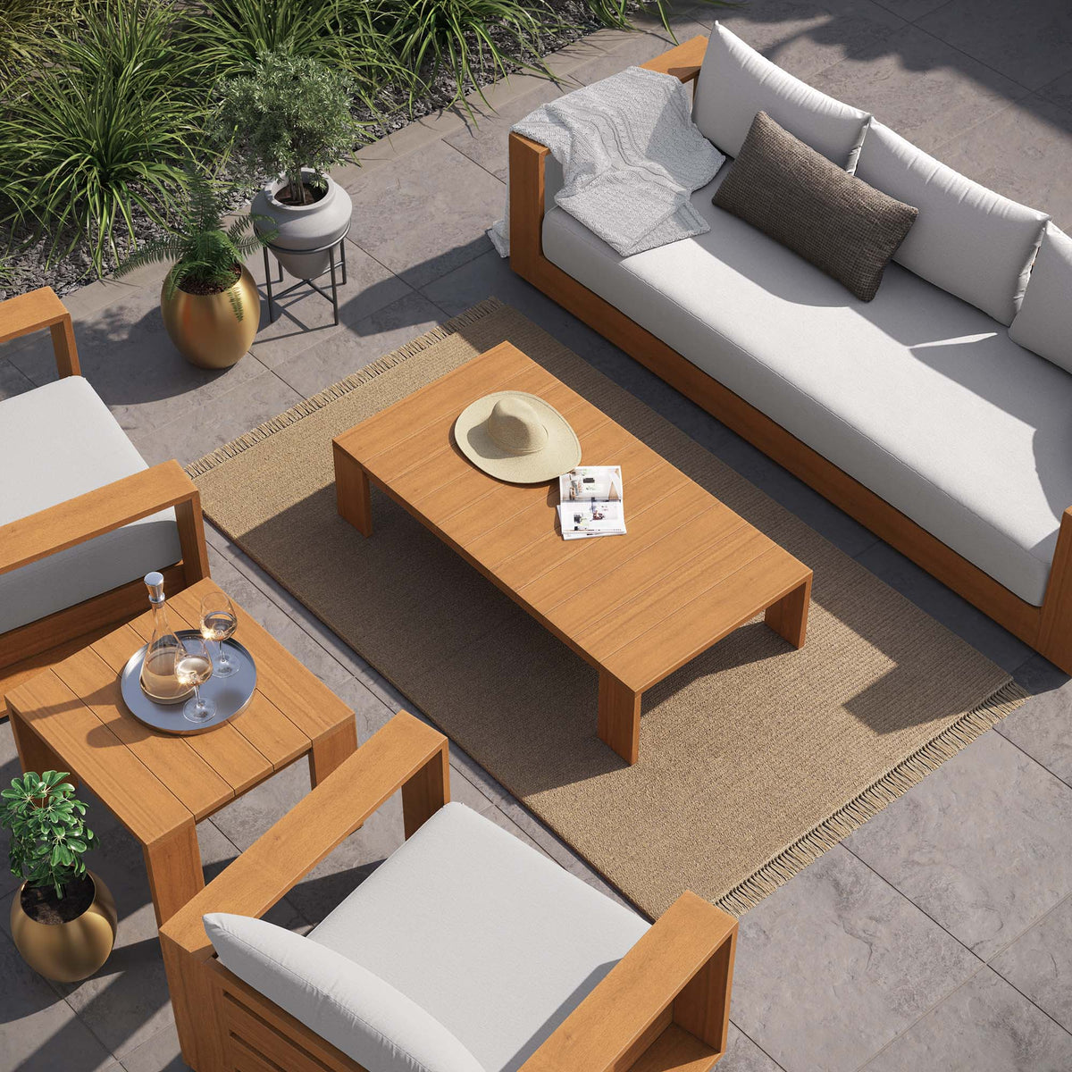 Tahoe 5-Piece Outdoor Patio Acacia Wood Furniture Set by Modway