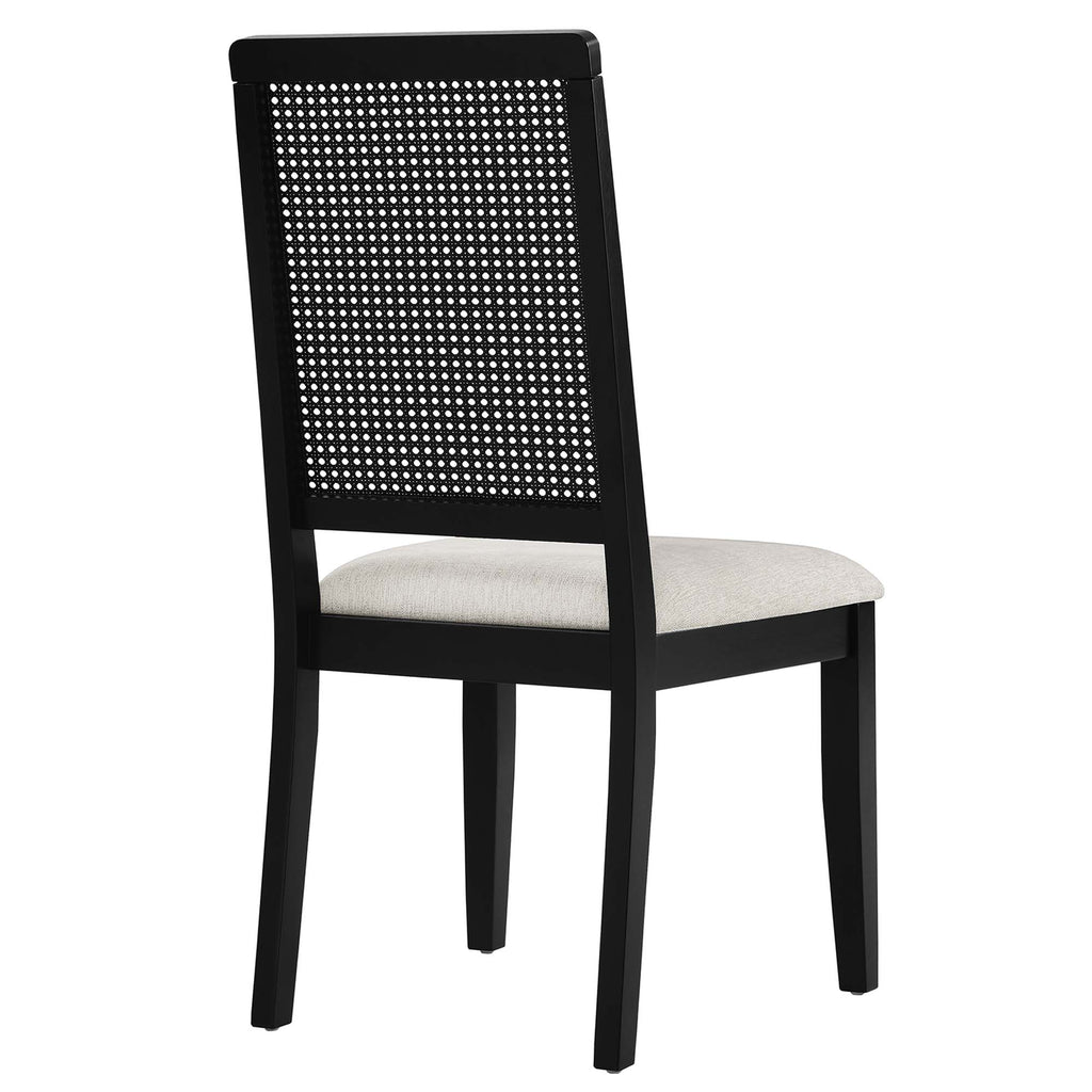 Arlo Faux Rattan and Wood Dining Side Chairs Set of 2 by Modway