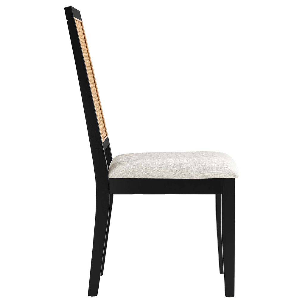 Arlo Faux Rattan and Wood Dining Side Chairs Set of 2 by Modway