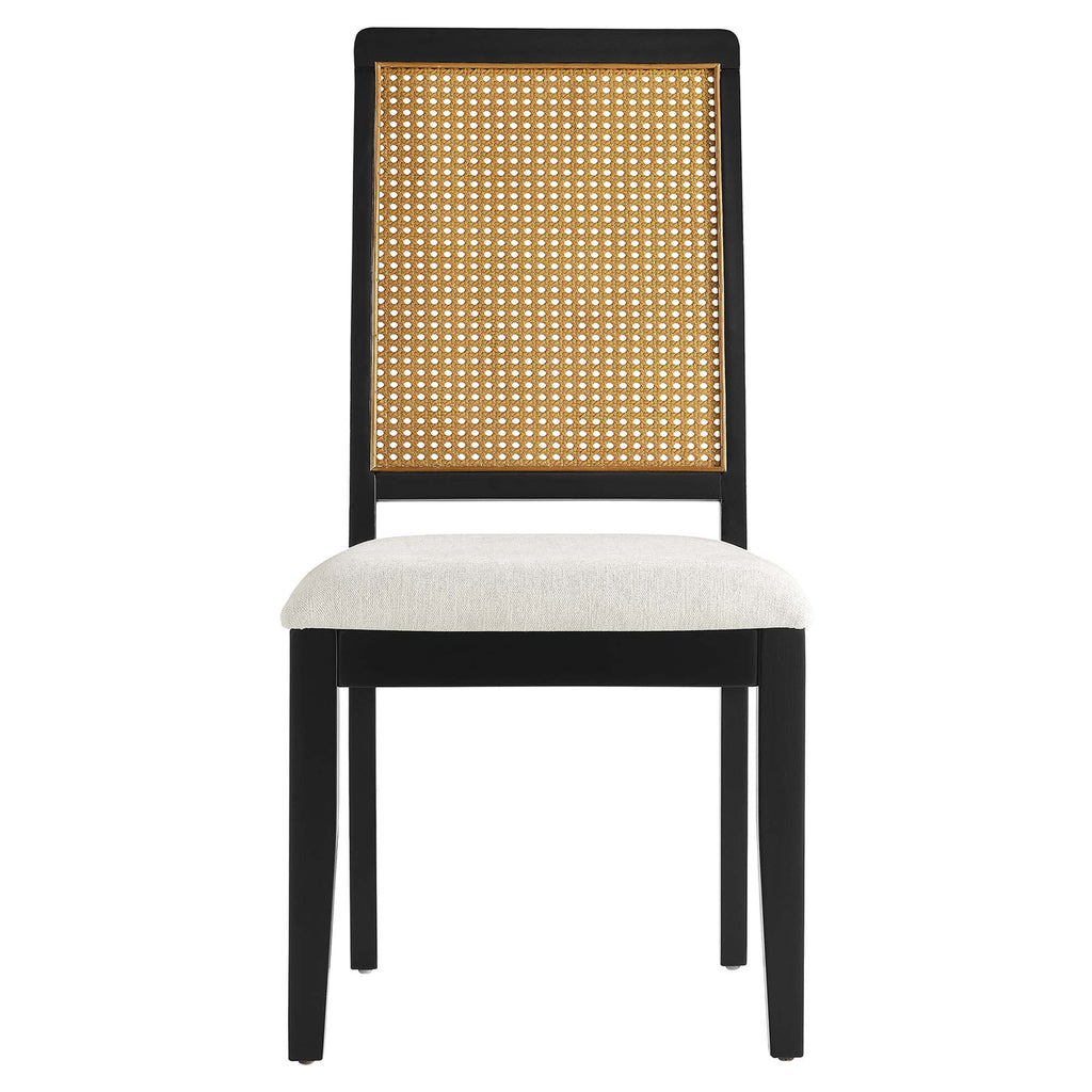 Arlo Faux Rattan and Wood Dining Side Chairs Set of 2 by Modway