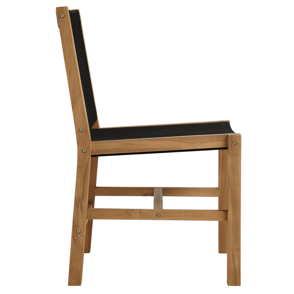 Vienna Outdoor Patio Teak and Rope Armless Dining Chairs Set of 2 by Modway