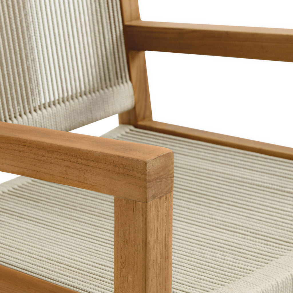 Vienna Outdoor Patio Teak and Rope Dining Armchairs Set of 2 by Modway