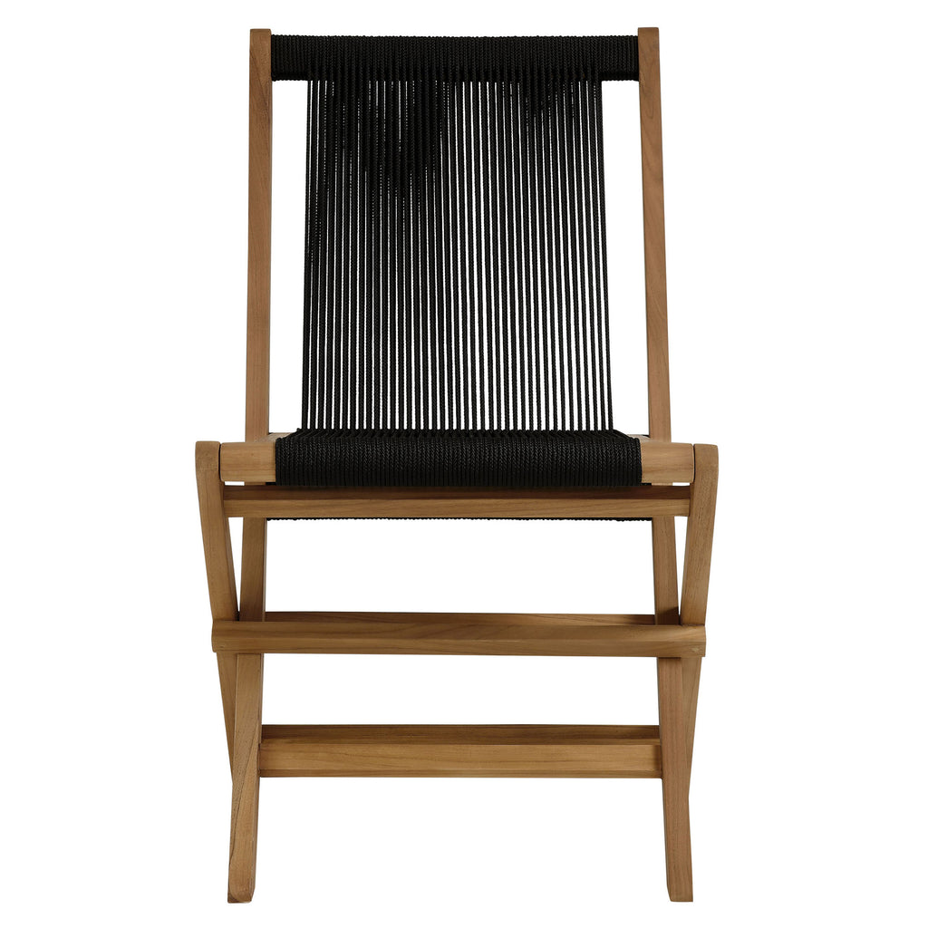 Vienna 5-Piece Outdoor Patio Teak Wood Dining Set with Rope Folding Chairs by Modway