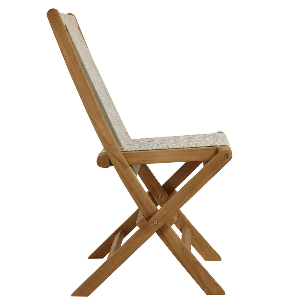 Vienna Outdoor Patio Teak and Rope Folding Chairs Set of 4 by Modway