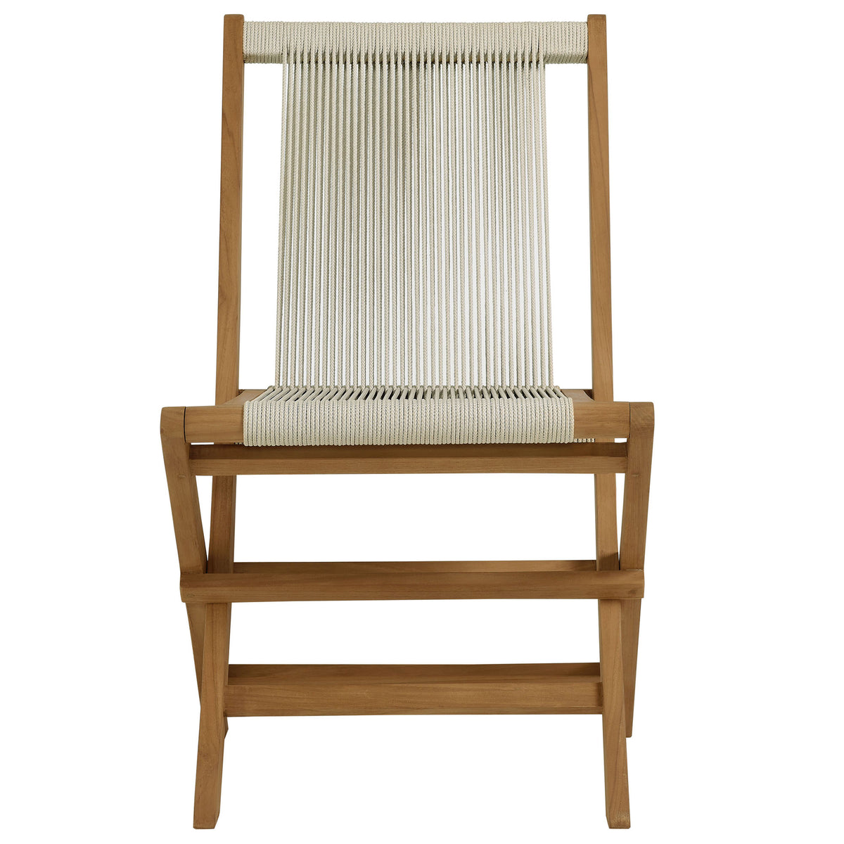 Vienna Outdoor Patio Teak and Rope Folding Chairs Set of 4 by Modway
