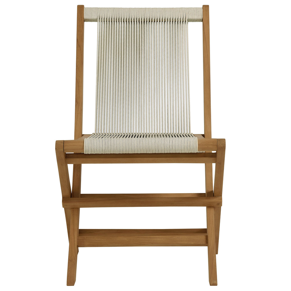 Vienna 5-Piece Outdoor Patio Teak Wood Dining Set with Rope Folding Chairs by Modway