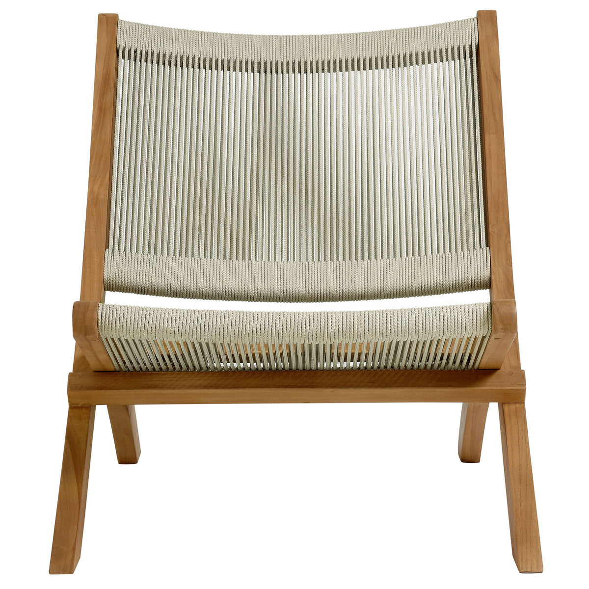 Vienna 2-Piece Outdoor Patio Teak and Rope Folding Accent Lounge Chair and Ottoman Set by Modway
