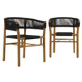 Vienna Outdoor Patio Teak and Rope Curved-Back Dining Armchairs Set of 2 by Modway