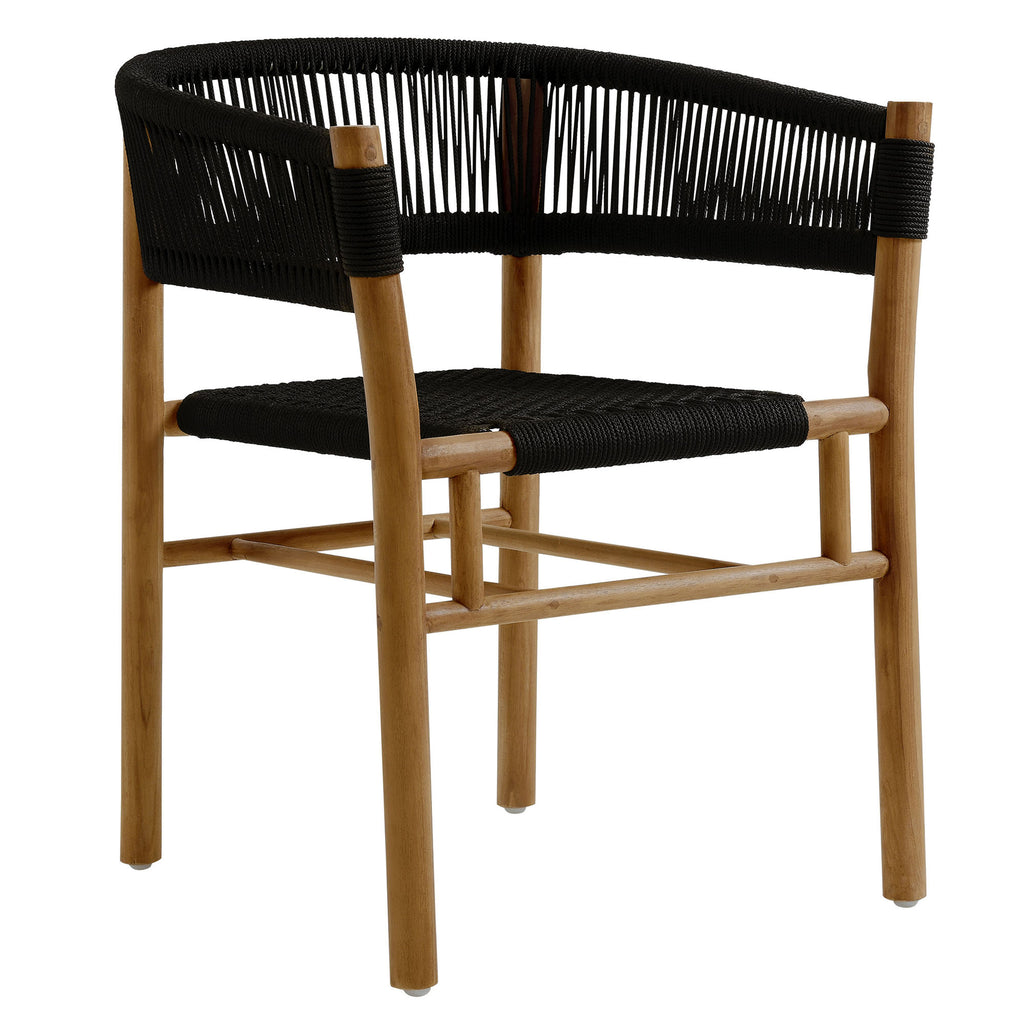 Vienna 7-Piece Outdoor Patio Teak and Rope Dining Set with Curved-Back Armchairs by Modway