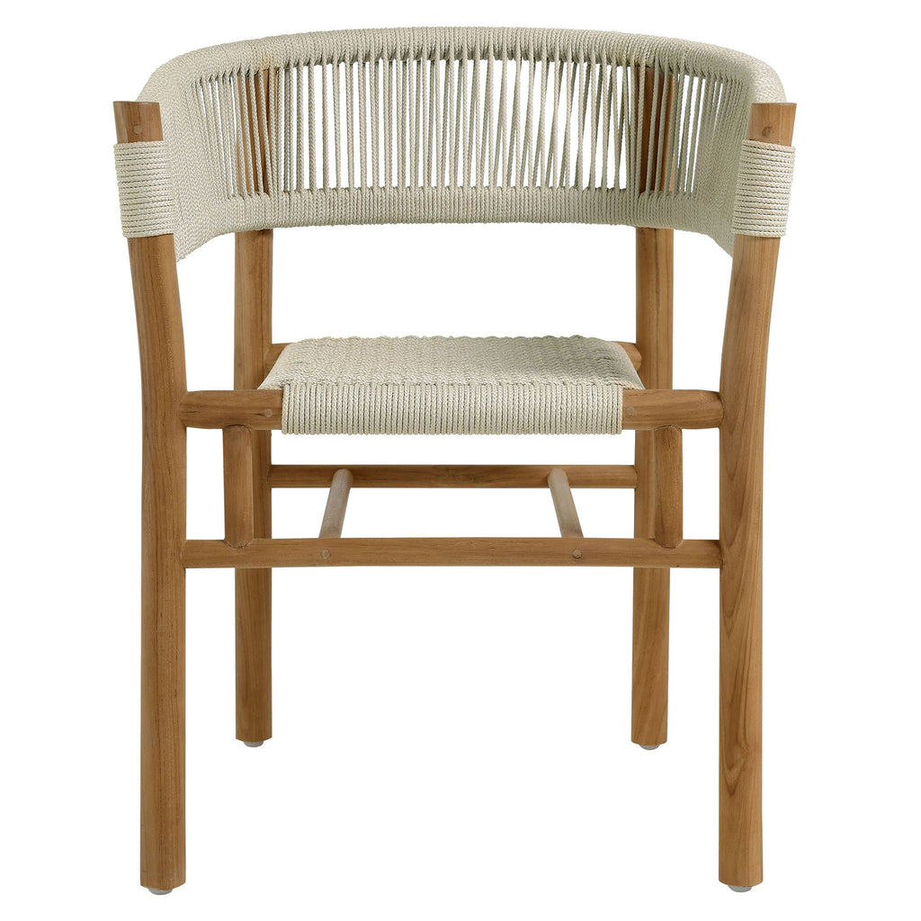 Vienna 5-Piece Outdoor Patio Teak and Rope Dining Set with Curved-Back Armchairs by Modway