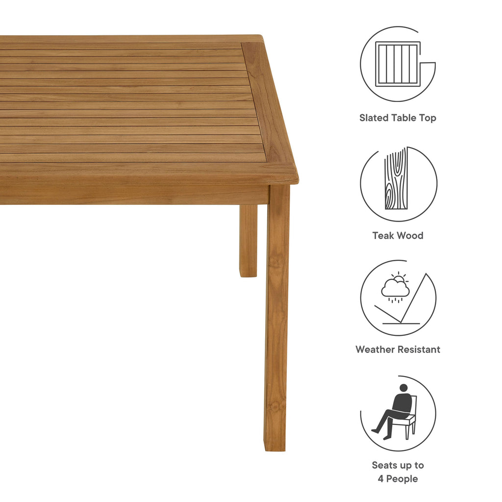 Vienna Square Outdoor Patio Teak Wood Dining Table by Modway
