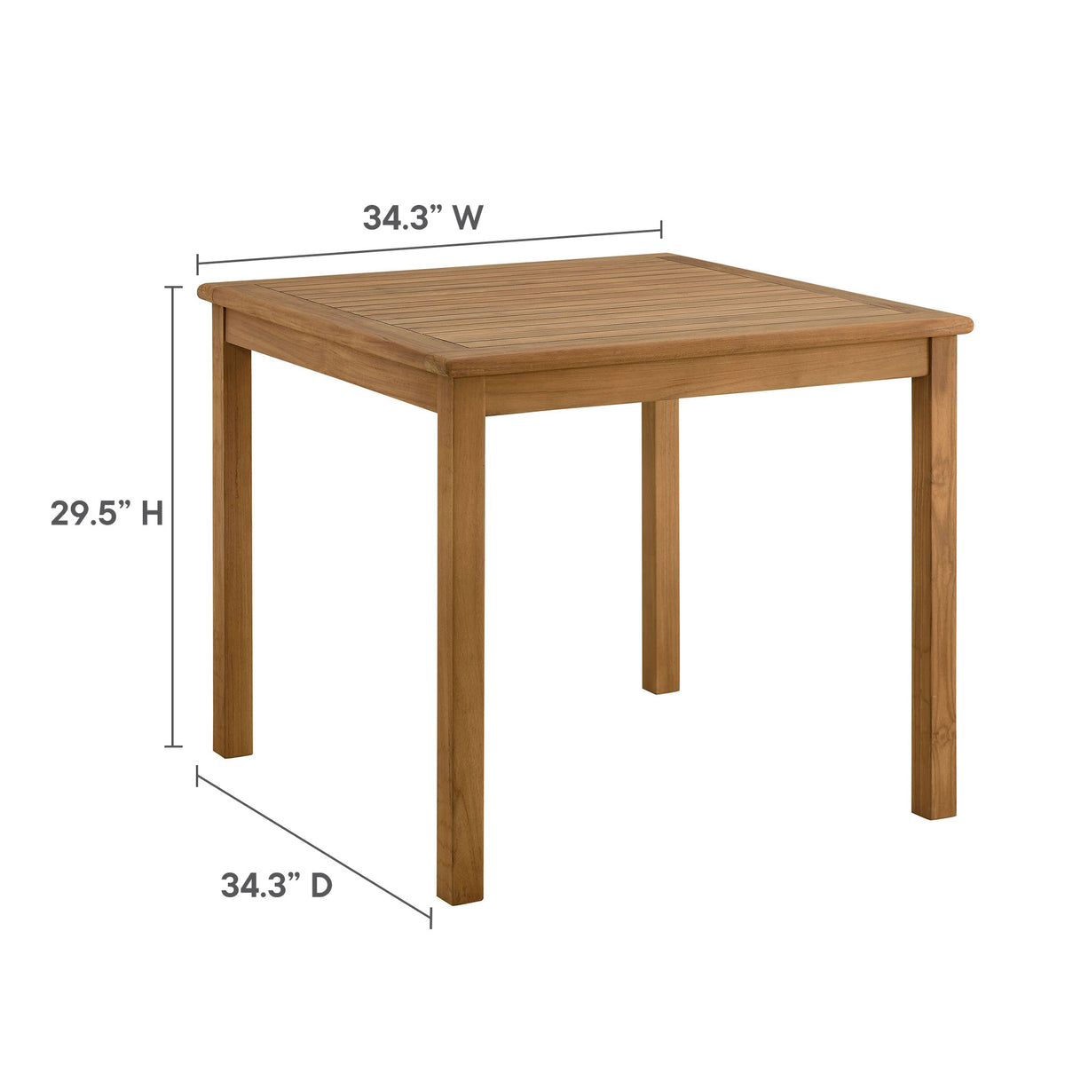 Vienna Square Outdoor Patio Teak Wood Dining Table by Modway
