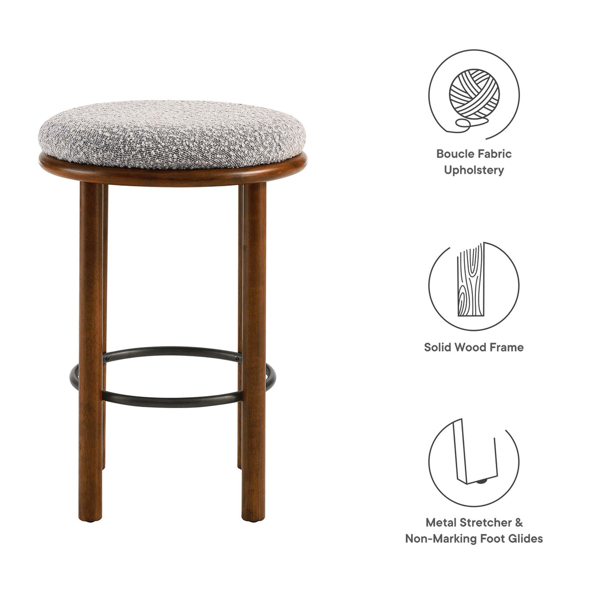 Fable Boucle Fabric Counter Stools Set of 2 by Modway