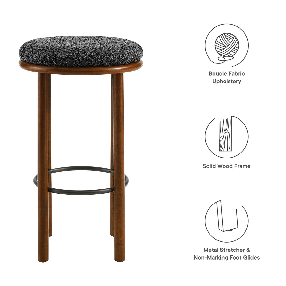 Fable Boucle Fabric Bar Stools Set of 2 by Modway