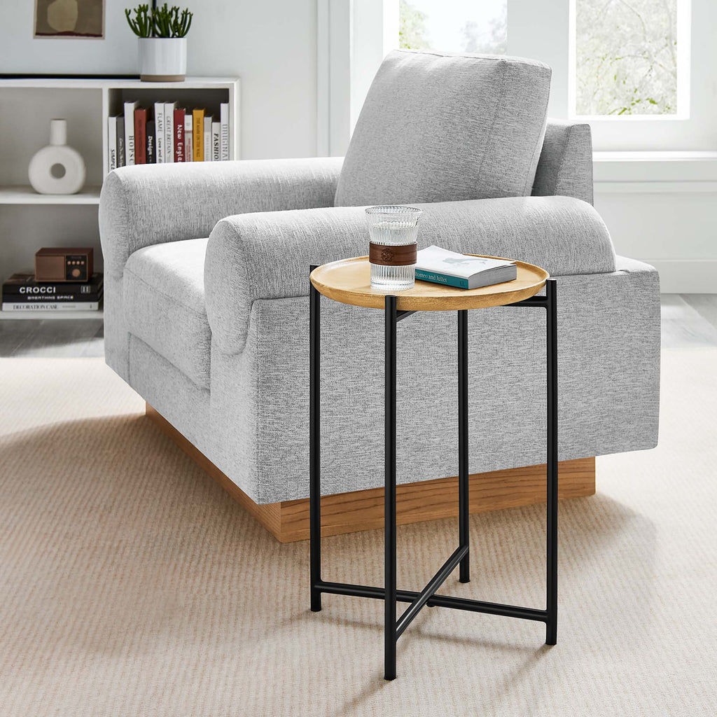 Xilo Round Wood and Metal Side Table by Modway