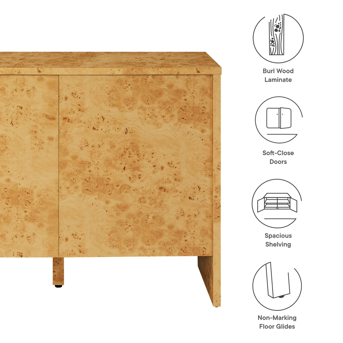 Hudson Burl Wood Sideboard by Modway