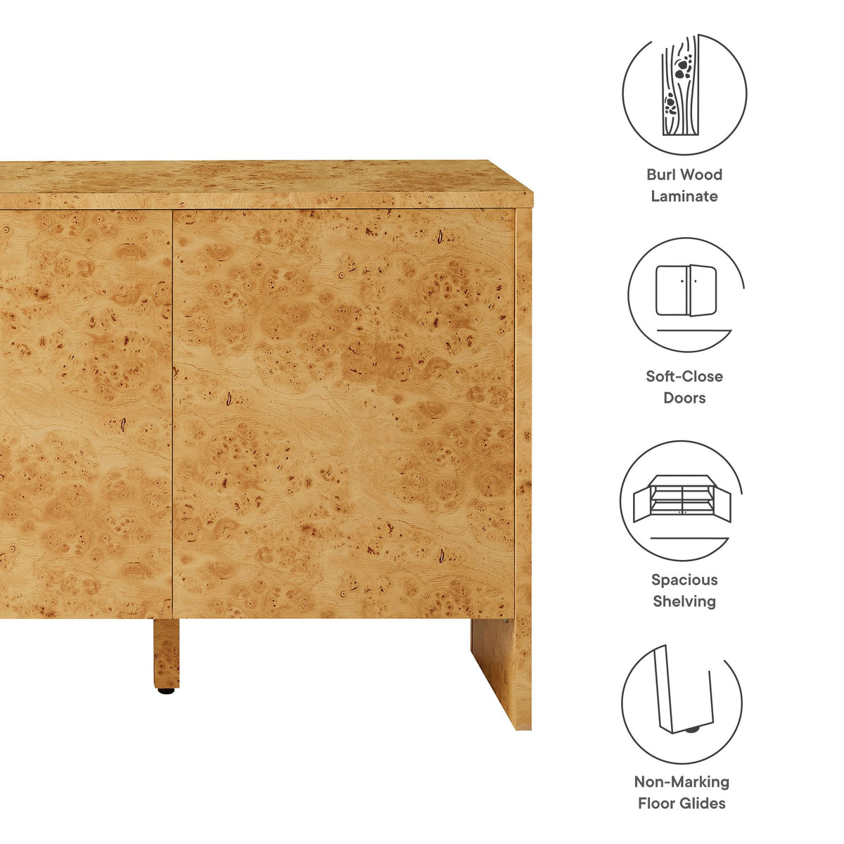 Hudson Burl Wood Sideboard by Modway