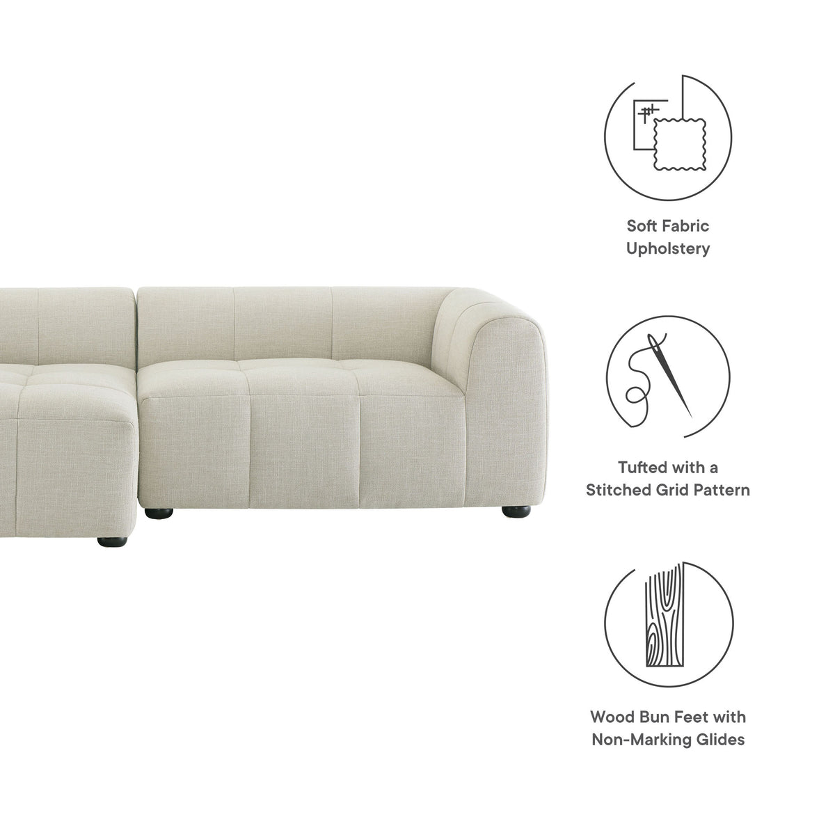Liana Left-Facing Upholstered Fabric Modular Sofa with Chaise by Modway