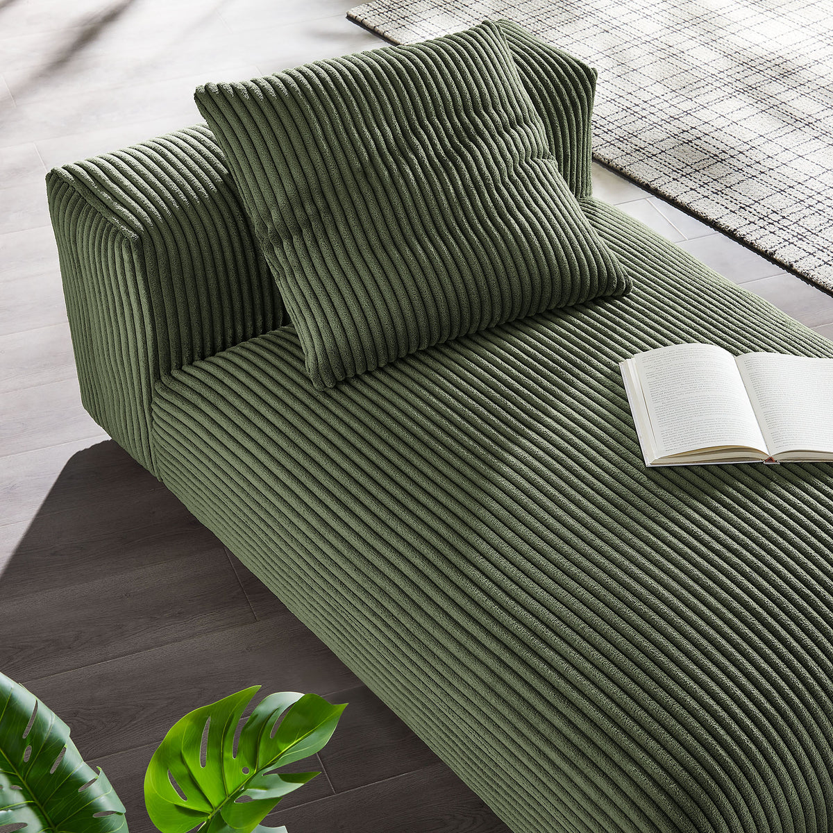 Solace Modular Corduroy Upholstered Armless Chaise Lounge by Modway