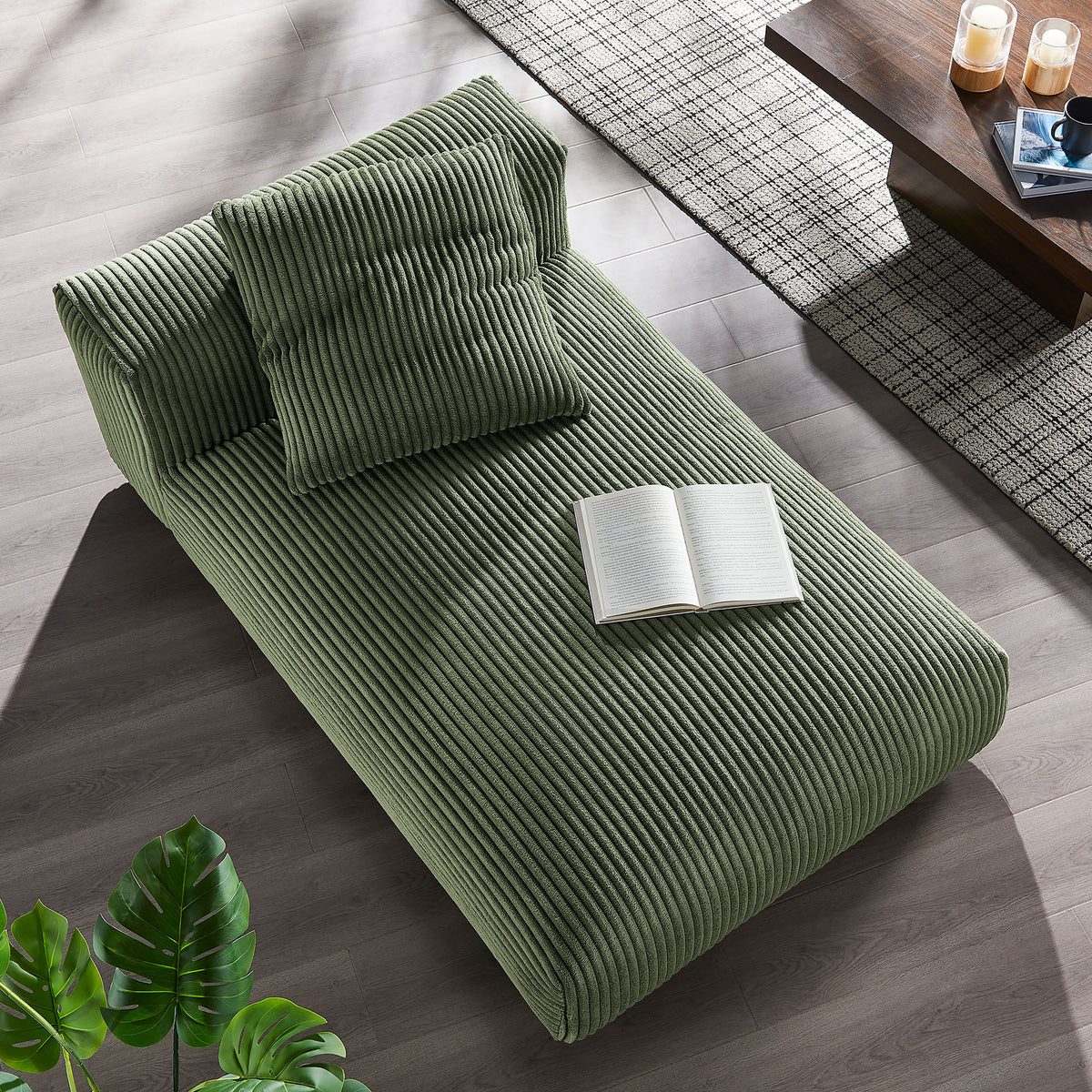 Solace Modular Corduroy Upholstered Armless Chaise Lounge by Modway