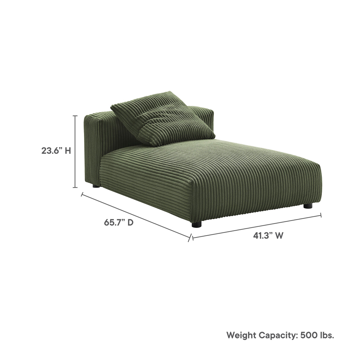 Solace Modular Corduroy Upholstered Armless Chaise Lounge by Modway
