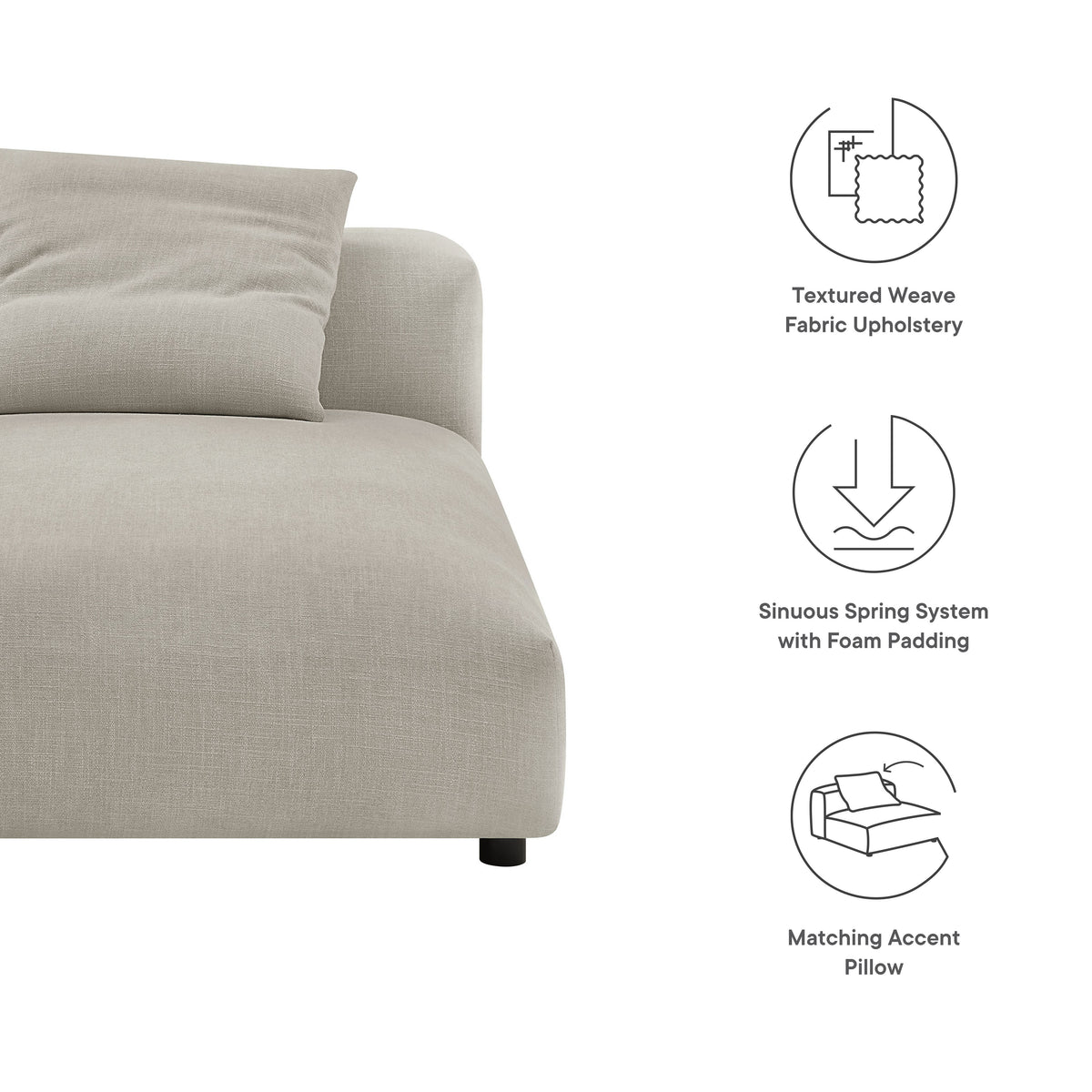 Solace Modular Upholstered Fabric Armless Chaise Lounge by Modway