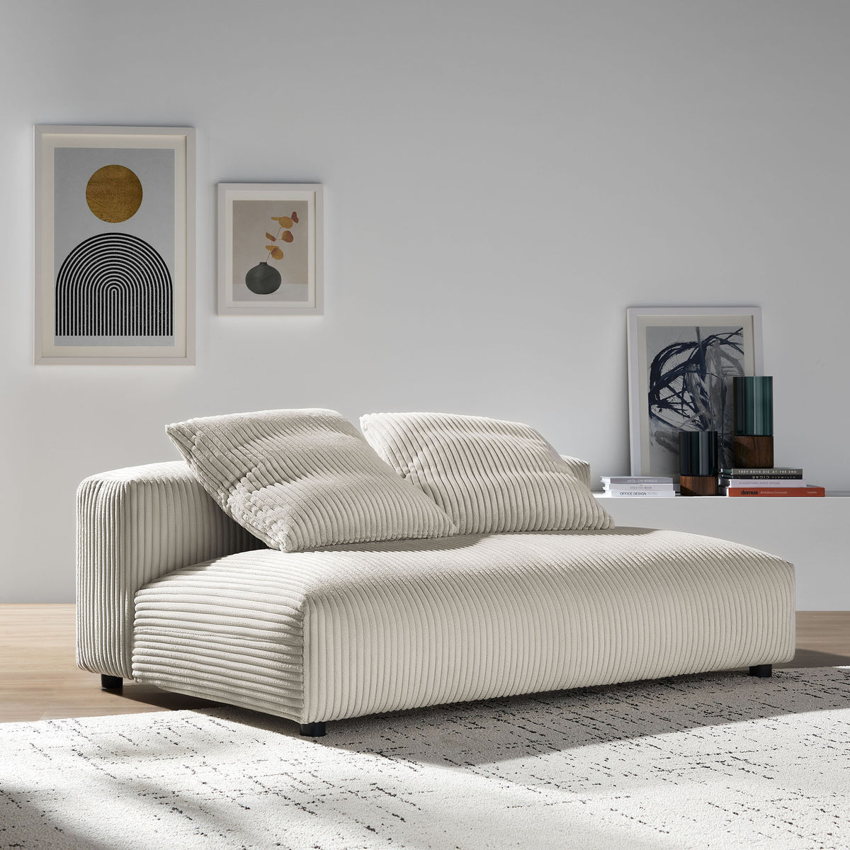 Solace Modular Corduroy Upholstered Armless Loveseat by Modway