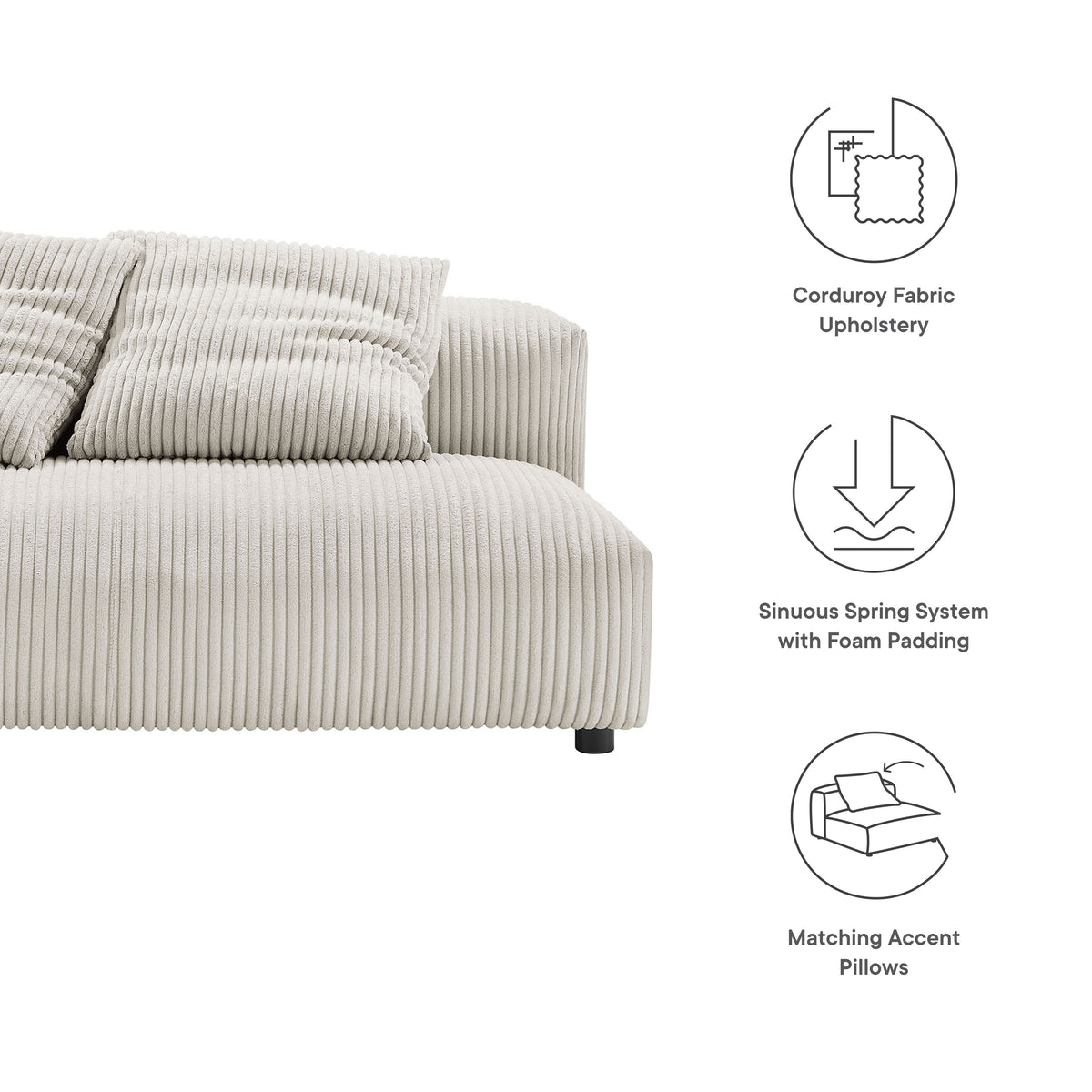 Solace Modular Corduroy Upholstered Armless Loveseat by Modway