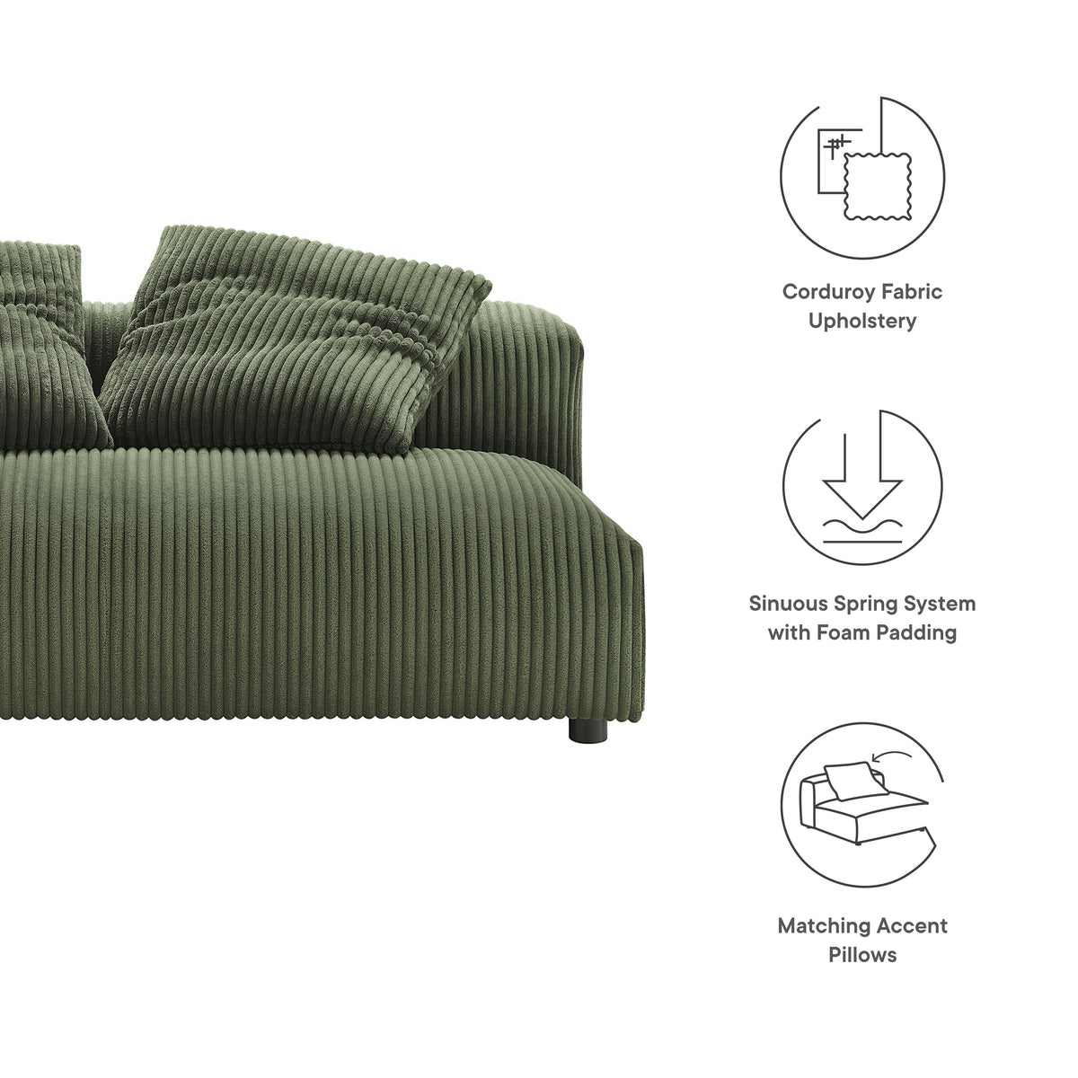 Solace Modular Corduroy Upholstered Armless Loveseat by Modway