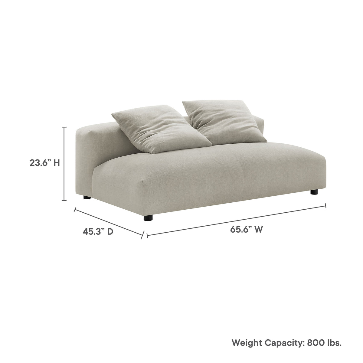Solace Modular Upholstered Fabric Armless Loveseat by Modway