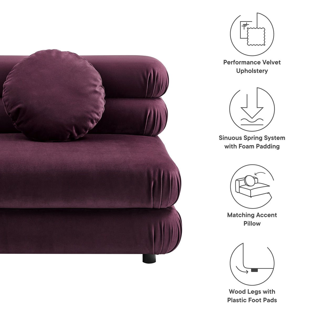 Jubilee Modular Performance Velvet Armless Chair by Modway