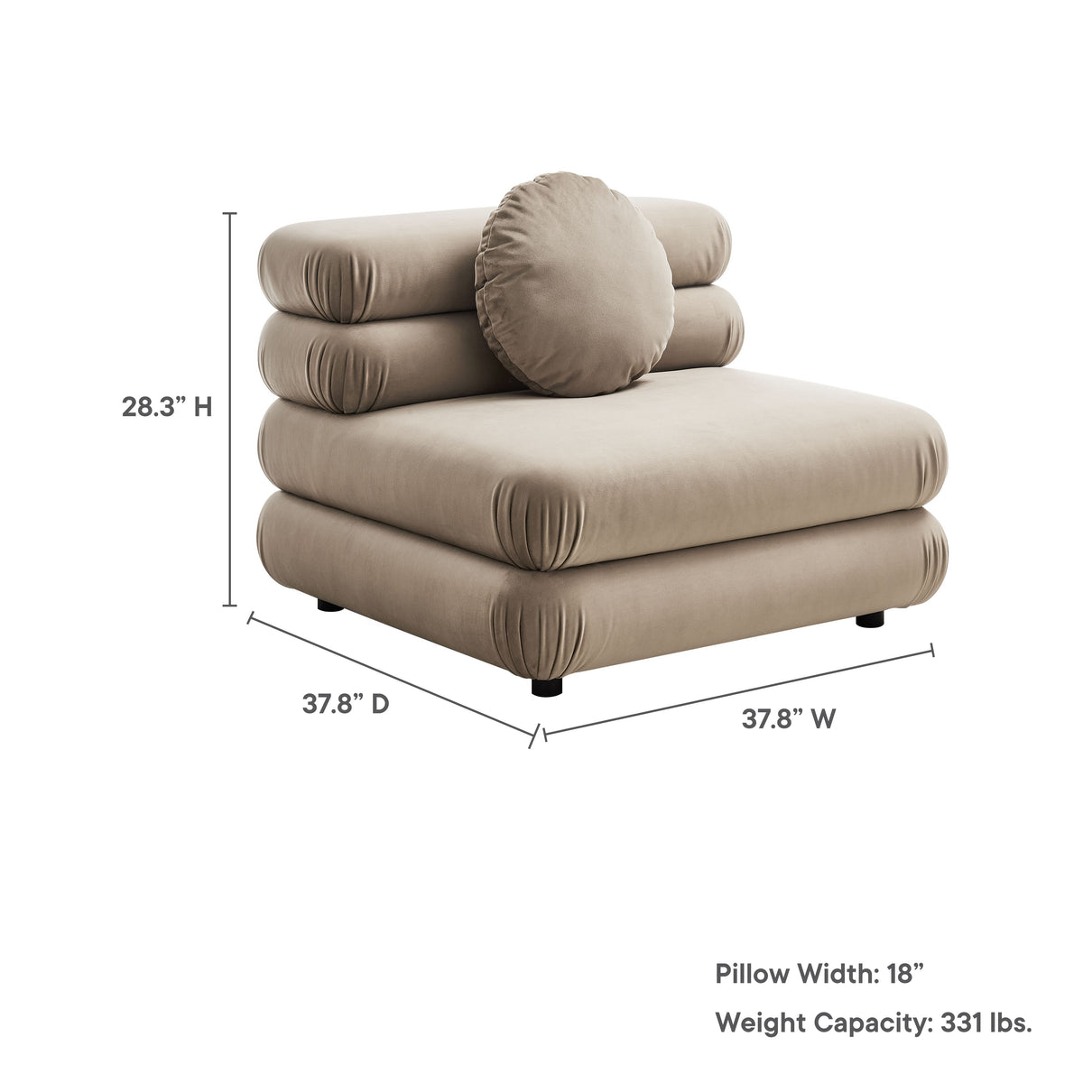 Jubilee Modular Performance Velvet Armless Chair by Modway