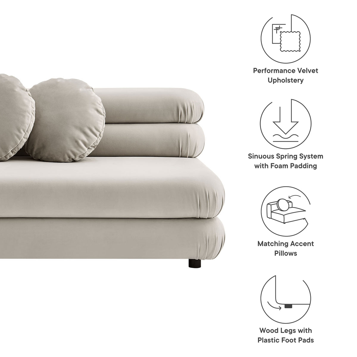 Jubilee Modular Performance Velvet Armless Loveseat by Modway