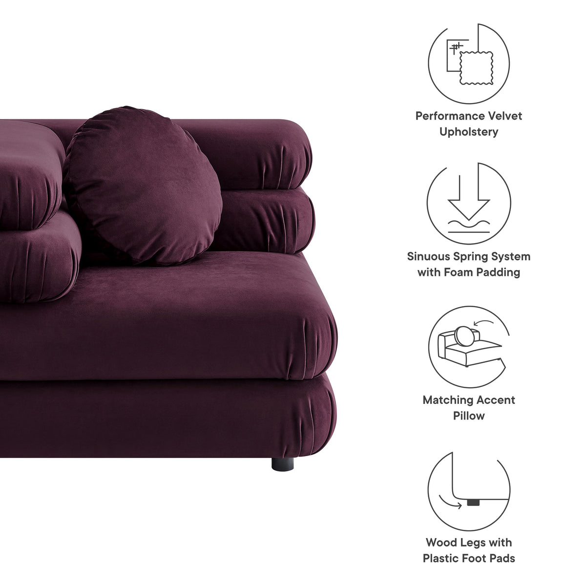 Jubilee Modular Performance Velvet Corner Chair by Modway