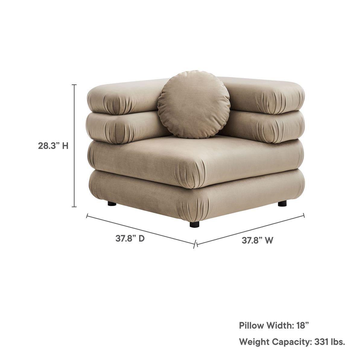 Jubilee Modular Performance Velvet Corner Chair by Modway