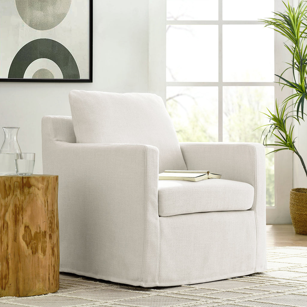 Serene Fabric Slipcovered Swivel Armchair by Modway