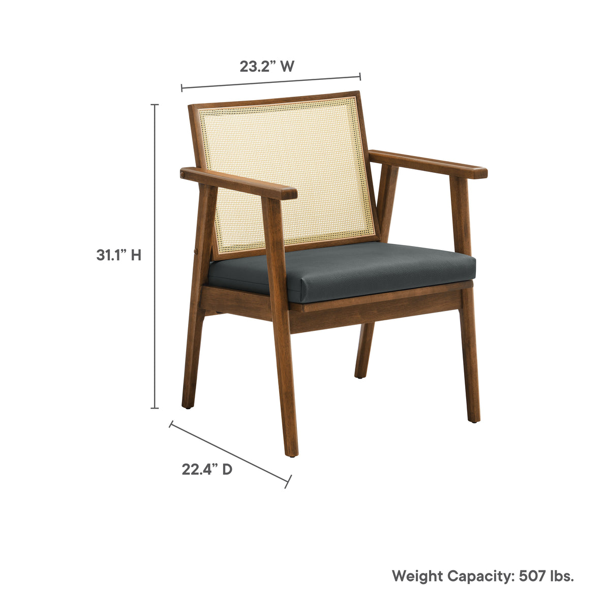 Thera Vegan Leather and Cane Accent Armchairs Set of 2 by Modway